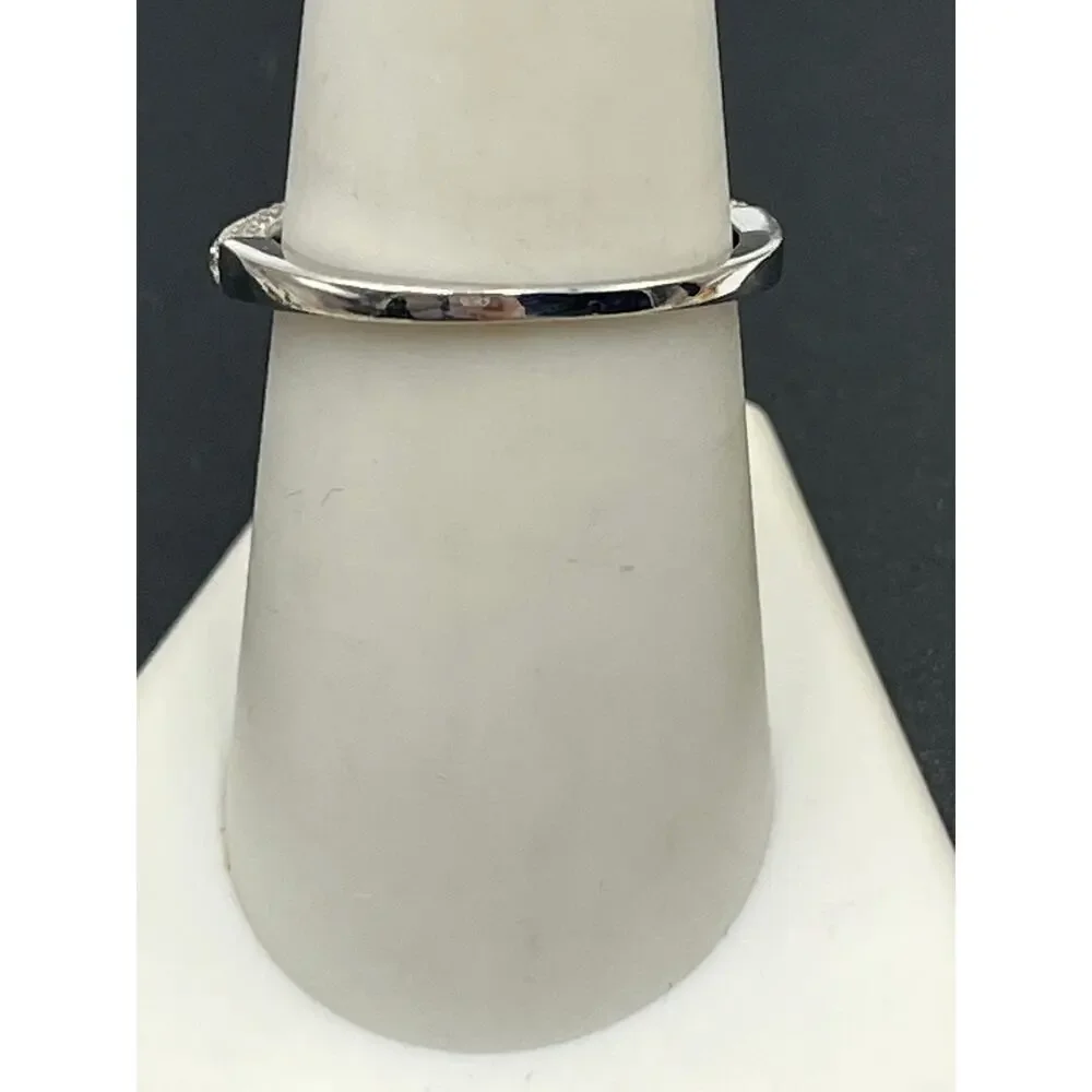 925 Sterling Silver Cathedral Solitaire Ring‎ 7mm Round CZ Pavé Accents Size 8